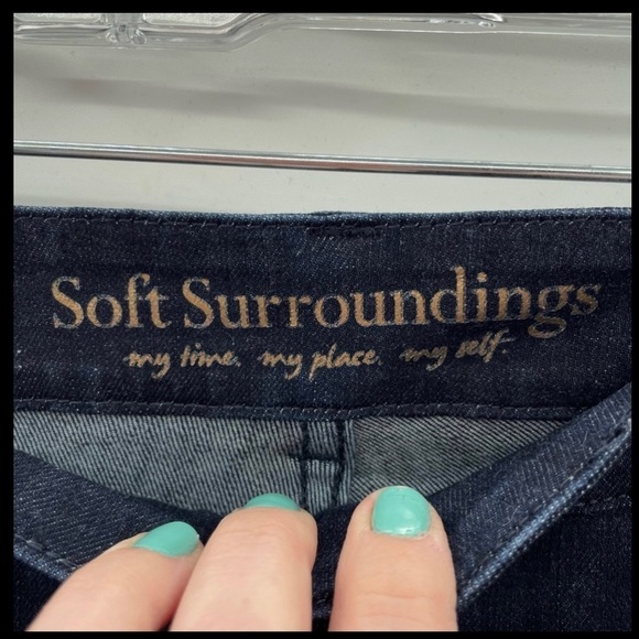 Soft surroundings high rise blue stretch jean with straight leg. 2X - Picture 2 of 6